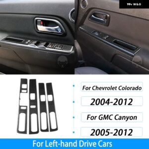 シボレー コロラド GMC キャニオン 2004-2012 カーボン ウィンドウリフト スイッチ パネル カバー カー アクセサリー インテリア - Black Carbon Fiber