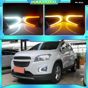 シボレー 1セット TRAX 2014 2015 LED DRL デイタイム ランニング デイライトライト イエローウインカーと フォグランプ穴 - White Yellow Blue