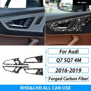 アウディ Q7 SQ7 4メートル 2016-2019 アクセサリー カーボン ドアハンドル メモリシート パネル トリム カバー 車内 装飾 ステッカー - Forged Carbon Fiber