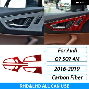 アウディ Q7 SQ7 4メートル 2016-2019 アクセサリー カーボン ドアハンドル メモリシート パネル トリム カバー 車内 装飾 ステッカー - red carbon fiber