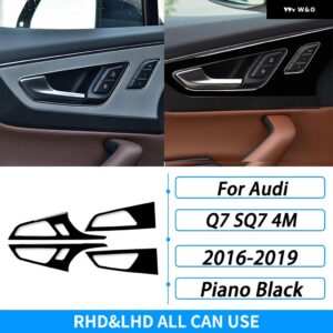 アウディ Q7 SQ7 4メートル 2016-2019 アクセサリー カーボン ドアハンドル メモリシート パネル トリム カバー 車内 装飾 ステッカー - Piano Black