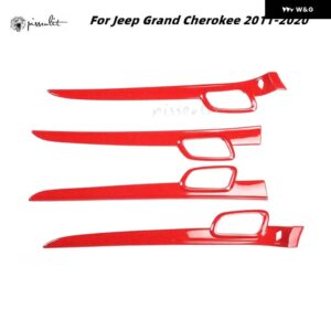 ジープ インサイドハンドル トリム グランド チェロキー 2011-14-2020 カー インテリア アクセサリー インテリア カーボン ドアハンドル - brown