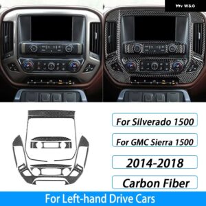 シボレー シルバラード GMC シエラ 2014-2018 カーボン中央 制御 ラジオ CD AC パネル カバー カーアクセサリー ステッカー - Black Carbon Fiber