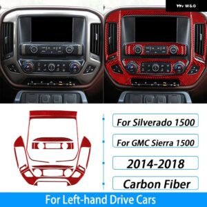 シボレー シルバラード GMC シエラ 2014-2018 カーボン中央 制御 ラジオ CD AC パネル カバー カーアクセサリー ステッカー - red carbon fiber