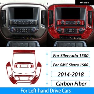 シボレー シルバラード GMC シエラ 2014-2018 カーボンセンター コンソール ラジオ CD AC パネル カバー カーアクセサリー ス - red carbon fiber