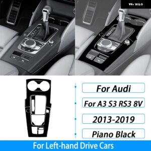 アウディ A3 S3 RS3 8V 2013-2019 カーボン ギア シフト ウォーターカップ ホルダー パネル トリム セットカー インテリア アクセサリー ステッカー - Piano Black