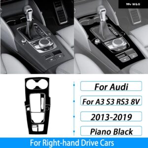 アウディ A3 S3 RS3 8V 2013-2019 カーボン ギア シフト ウォーターカップ ホルダー パネル トリム セットカー インテリア アクセサリー ステッカー - Piano Black4