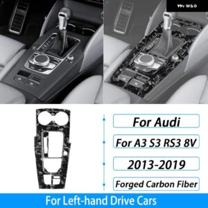 アウディ A3 S3 RS3 8V 2013-2019 カーボン ギア シフト ウォーターカップ ホルダー パネル トリム セットカー インテリア アクセサリー ステッカー - Forged Carbon Fiber