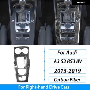 アウディ A3 S3 RS3 8V 2013-2019 カーボン ギア シフト ウォーターカップ ホルダー パネル トリム セットカー インテリア アクセサリー ステッカー - Black Carbon Fiber2