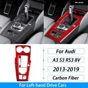 アウディ A3 S3 RS3 8V 2013-2019 カーボン ギア シフト ウォーターカップ ホルダー パネル トリム セットカー インテリア アクセサリー ステッカー - red carbon fiber