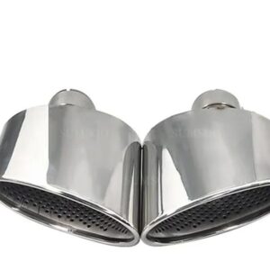 アウディ 排気チップ A4 A5 A6 A7 RS4 RS5 RS6 RS7 マフラーチップ テール パイプ ステンレス エキゾースト パイプ 1ペア - Silver