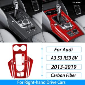 アウディ A3 S3 RS3 8V 2013-2019 カーボンセンター コンソール ギア シフト サラウンド トリム カバー インテリア アクセサリー STIC - Red Carbon Fiber3