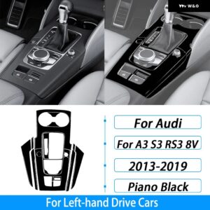 アウディ A3 S3 RS3 8V 2013-2019 カーボンセンター コンソール ギア シフト サラウンド トリム カバー インテリア アクセサリー STIC - Piano Black