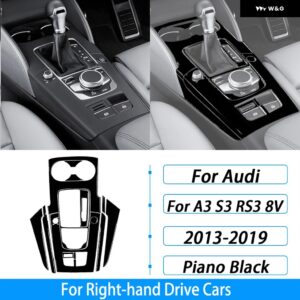 アウディ A3 S3 RS3 8V 2013-2019 カーボンセンター コンソール ギア シフト サラウンド トリム カバー インテリア アクセサリー STIC - Piano Black4