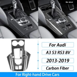 アウディ A3 S3 RS3 8V 2013-2019 カーボンセンター コンソール ギア シフト サラウンド トリム カバー インテリア アクセサリー STIC - Black Carbon Fiber2