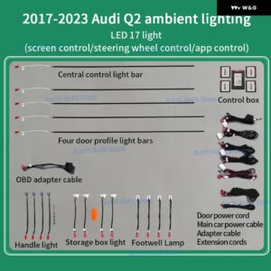アウディ 256色 LED ベント Q2 2017-2023 車内 装飾 ランプ コン エアコン アウトレット 周囲光リペア - Q2 Ambient Light