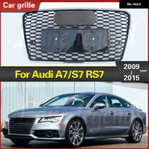 アウディ フロント グリル エアインレット グリル A7/S7 2009-12-2015 バンパー マスク ラジエーター グリル レーシング グリル RS7 スタイル - Chrome Emblem