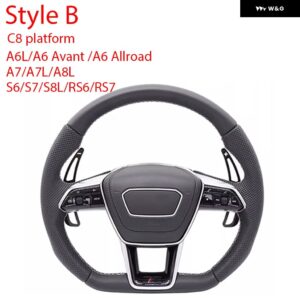 アウディ カーボン磁気 ステアリングホイール パドルシフター トリム A4 B9 A3 A6 C8 A6L Q6 Q7 A7 A7L A8L S6 S7 S8L RS6 RS7 TT TTRS - Style B