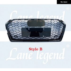 アウディ RS5 スタイル フロントスポーツ六角メッシュハニカムフード グリル ブラック A5/S5 B9 2017-2020 レーシング グリル カーアクセサリー - StyleB Black Emblem