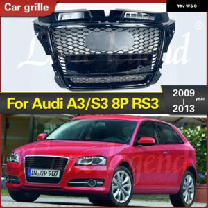 アウディ カーパーツフロント レーシング グリル フィット A3/S3 2009 - 2013 RS3 スタイル ABS クレームオート グリル アクセサリー - Black Emblem