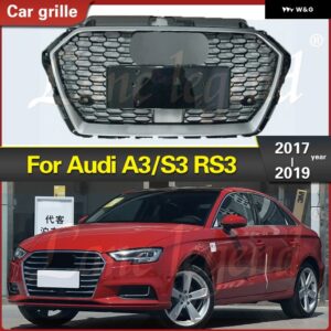 アウディ フロント バンパー グリル センター グリル A3/S3 8V 2017 2018 2019 リペア RS3 スタイル フロント バンパー 高速 グリル 船 - Black Emblem