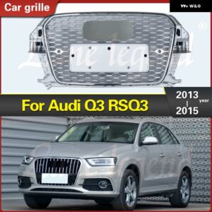 アウディ RSQ3 スタイル ラジエーター グリル フロント グリル レーシング グリル アッパー バンパー フード メッシュメッシュ Q3 2013 2014 2015 - Chrome Emblem