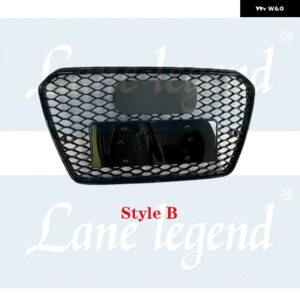 アウディ RS5 スタイル フロント スポーツ ヘックスメッシュ ハニカム フードエリート フレーム ブラックウォーク A5/S5 B8.5 2012-16 - StyleB Chrome Emblem