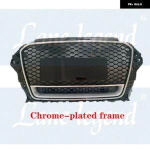 アウディ A3/S3 8V 2014-2016 RS3 スタイル フロント グリル レーシング グリル 車アッパー バンパー センター レーシング グリル インテークフードメッシュ - Chrome-plated frame