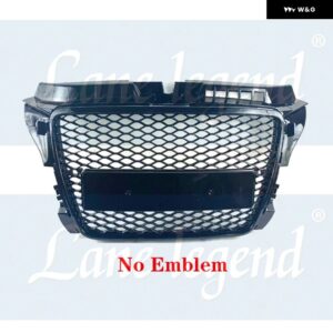 アウディ レーシング グリル フロントスポーツ 六角メッシュハニカムフード グリル グロスブラック RS3 スタイル A3/S3 8P 2009-13 - No Emblem