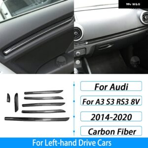 アウディ A3 S3 RS3 8V 2014-2020 カーボンボード ダッシュ ドア パネル カバー 装飾 車内アクセサリー - Glossy Carbon Fiber