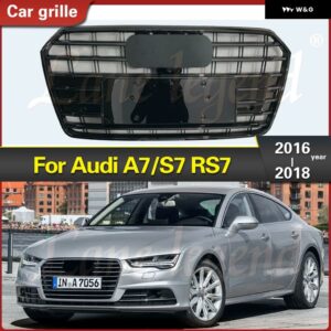 アウディ フロント グリル レーシング A7/S7 2016 2017 2018 バンパー アッパー センター グリル ラジエーター グリル 自動 - Chrome Emblem