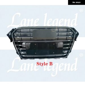 アウディ A4/S4 B8.5 2013-2016 レーシングウォーク S4 スタイル フロントスポーツ ヘックスメッシュ ハニカムフード スリムグレー レーシングウォーク - Style B