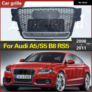 アウディ ラジエーター ボイスレコーダー ハニカム スタイル A5/S5 B8 2008-11 RS5 スタイル バンパー エリート センター レーシング ウォーク - Black Emblem