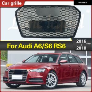 アウディ フロント バンパー グリル センター グリル A6/S6 2016 2017 2018 リペア RS6 スタイル レーシング グリル スタイリング アクセサリー - Chrome Emblem