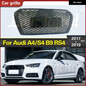 アウディ グリル A4/S4 B9 2017-2019 RS4 スタイル フロント ラジエーター グリル カーアクセサリー バンパー グリル メッシュカバー - Black Emblem