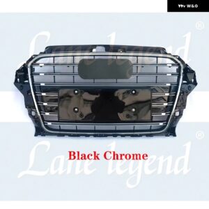 アウディ A3/S3 2014-2016 レーシング グリル バンパー グリル フロント バンパー グリル メッシュフード フロントセンターミドル グリル メッシュ グリル - B type Chrome Emblem