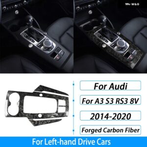 アウディ A3 S3 RS3 8V 2014-2020 カーボンセンター コンソール ギア シフト パネル カバー トリム 車内アクセサリー - With start stop