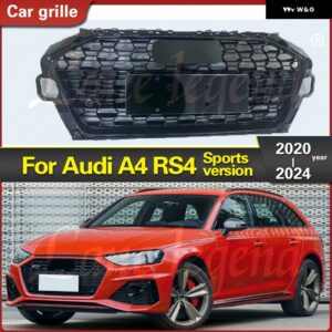 アウディ フロント バンパー グリル マスクアッパーセンター グリル A4 S4 2020-2024 スポーツ バージョン ラジエーター グリル カー スタイリング - Black Emblem