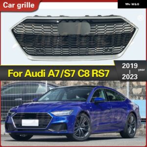 アウディ RS7 スタイル バンパー グリル A7/S7 C8 2019-2023 フロント バンパー グリル レーシング グリル オートアクセサリー スタイリング - Chrome Emblem