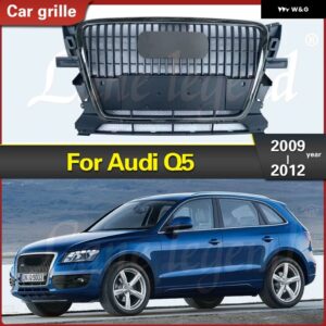 アウディ Q5 2009-2012 フロント バンパー アッパー グリル Q5 スタイル グレークローム ABS 吸気 グリル オートアクセサリー スタイリング - Chrome Emblem