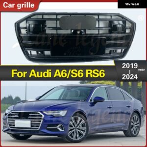 アウディ グリル レーシング グリル フロント車アッパー バンパー フードメッシュ グリッド A6/S6 2019-2024 フロント バンパー グリル オートアクセサリー - Black Emblem