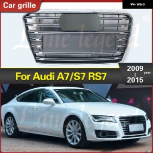 アウディ フロントレーシング改築 ラジエーター アッパー グリル カバー A7/S7 2009-2015 フロント バンパー グリル スタイリング - Black Emblem