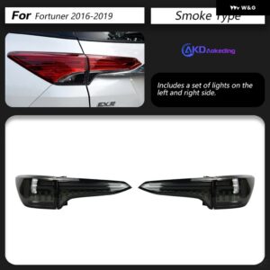 アウディ カー スタイリング トヨタ フォーチュナー テールライト 2016-2019 デザインダイナミック信号テールランプ LED テールライト DRL - smoke