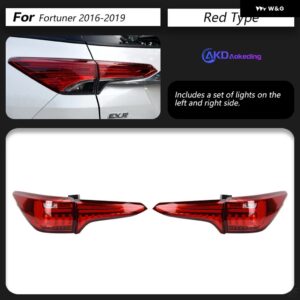アウディ カー スタイリング トヨタ フォーチュナー テールライト 2016-2019 デザインダイナミック信号テールランプ LED テールライト DRL - Red