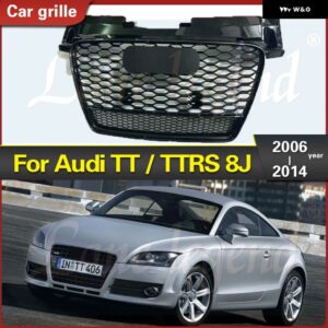 アウディ TTRS スタイル グリル ラジエーター グリル フロント グリル レーシング グリル アッパー バンパー フード メッシュメッシュ TT/TTS 2006-2014 - Black Emblem