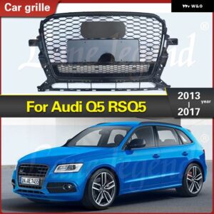 アウディ グリル レーシング Q5 2013-2017 ウォークボディモデリング ABS 車 バンパー MODIFICATIO アクセサリー RSQ5 スタイル - Chrome Emblem