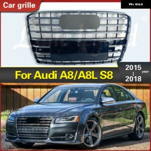 アウディ カーアクセサリー フロントフード バンパー グリル 車 グリル アッパー レーシング グリル A8 A8L S8 2015-2018 S8 スタイル - Chrome Emblem