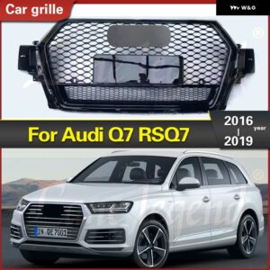 アウディ Q7 2016-19 覚悟 RSQ7 フロント バンパー ハニカム グリル 車 グリル ブラック レーシング グリル スタイリング - Chrome Emblem