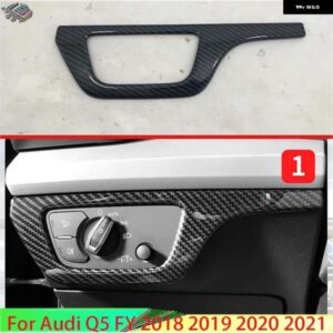 アウディ Q5 2018-21 装飾 アクセサリーカーボンスタイル ヘッドライト スイッチボタンコントロールパネルカバー トリム カスタムパーツ ア