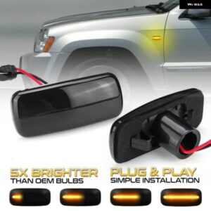 ジープ スモークダイナミック LED サイドマーカー ウィンカーライト コンパス グランドチェロキー クライスラー 200 300C ダッジ アベンジャ